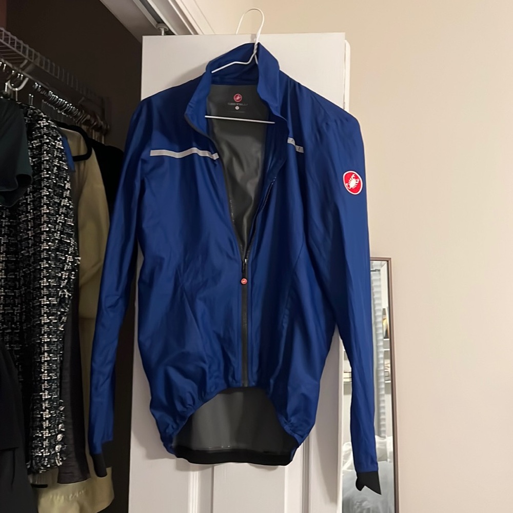 Castelli Full Zip Cycling Top Windbreaker Blue and Black size S